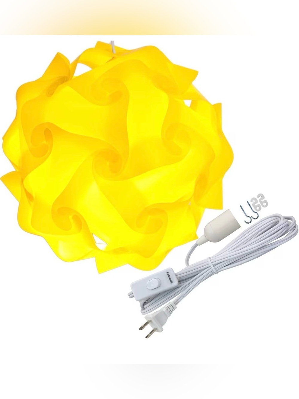 Yellow Decorative 10 inch Puzzle Ball Pendant Lamp with 15ft Cord Set